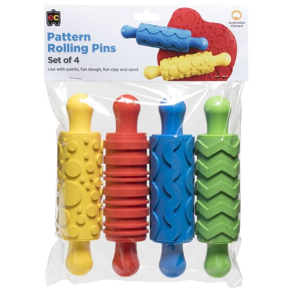 Rolling Pins Rubber Paterned Set 4 EC